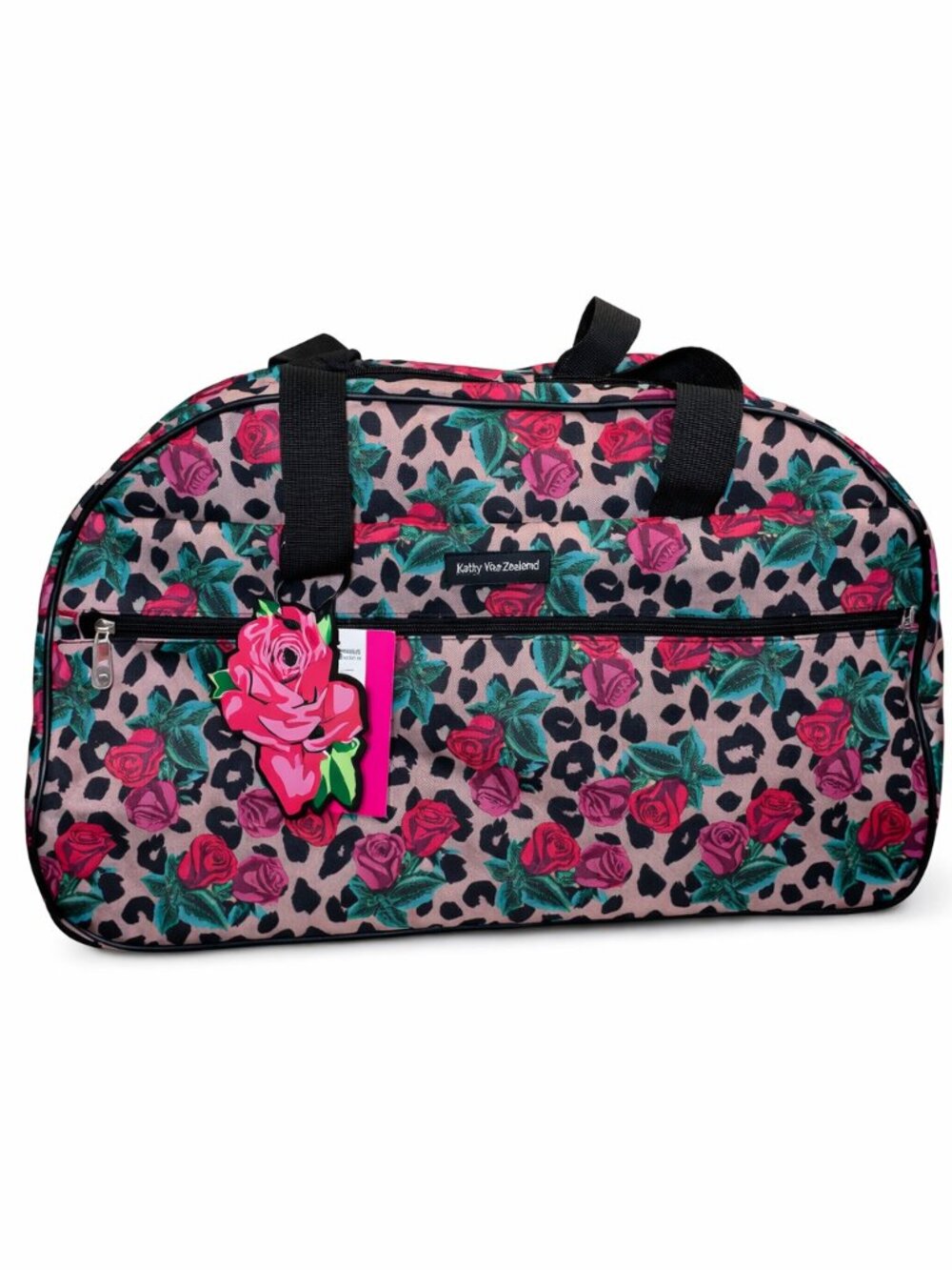 Betsey Johnson Travel Bag • Weekender Duffel • Leopard Rose Print • Rare - Picture 2 of 7